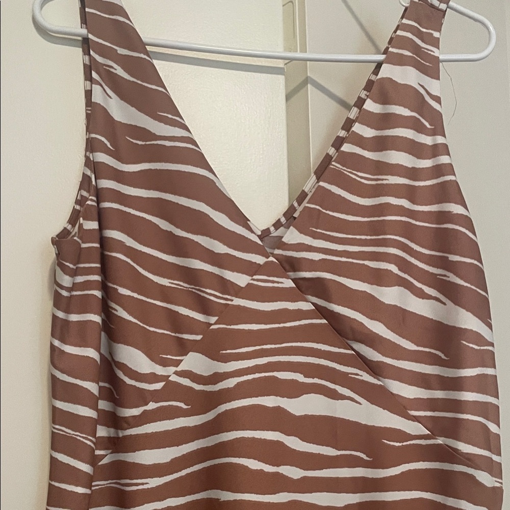 Brown and White Zebra Print Sleeveless dress